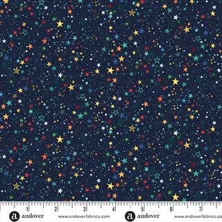 Makower Orbit Navy Blue Star Print FQ