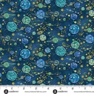 Makower Orbit Navy Blue Planets Space FQ 