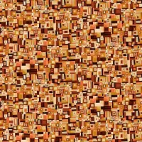 Makower Golden Orange Brown Gold Metallic Block Print FQ