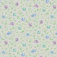 Makower Sweet Things Grey Blue & Purple Flower FQ