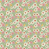 Meadow Walk Pink Mustard Green Flower Print 