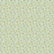 Meadow Walk Teal Green Floral Sprig 