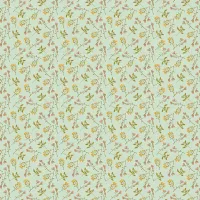 Meadow Walk Teal Green Floral Sprig 
