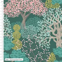 Secret Garden Teal Pink Tree Large Print 