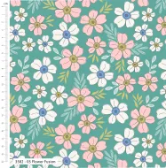 Secret Garden Teal Pink Flower Print 