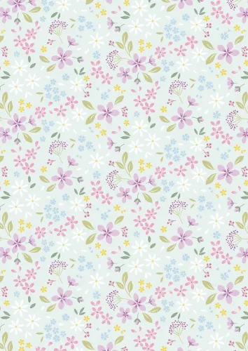 Lewis & Irene Pressed Flowers Teal Floral Busy Print 