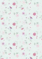 Lewis & Irene Pressed Flowers Teal Floral Print 