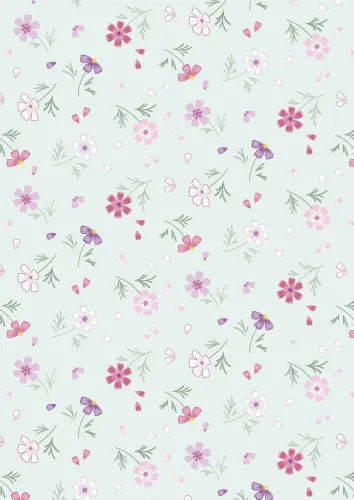 Lewis & Irene Pressed Flowers Teal Floral Print 