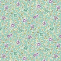 Makower Sweet Things Teal & Purple  Flower Print 